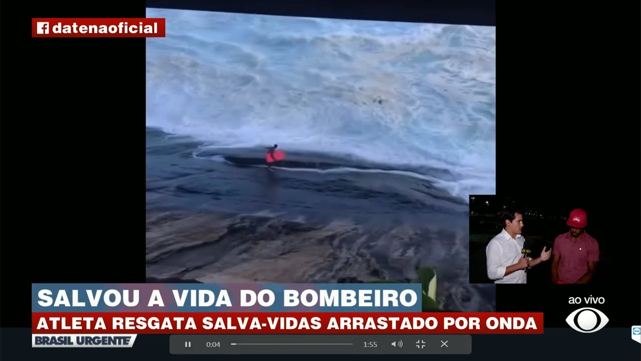 Atleta resgata salva-vidas levado por onda no RJ