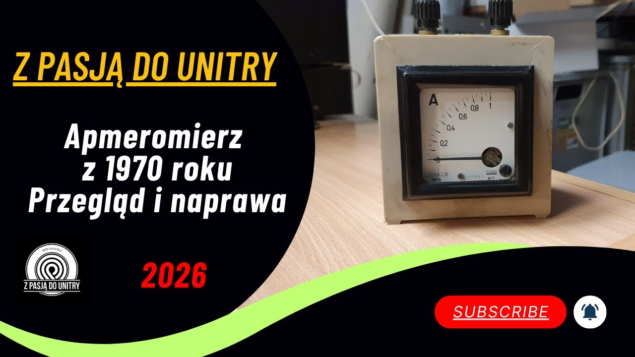 197. Szkolny amperomierz z 1970 r. — piękna mechanika, uszkodzona obudowa i pełna odbudow