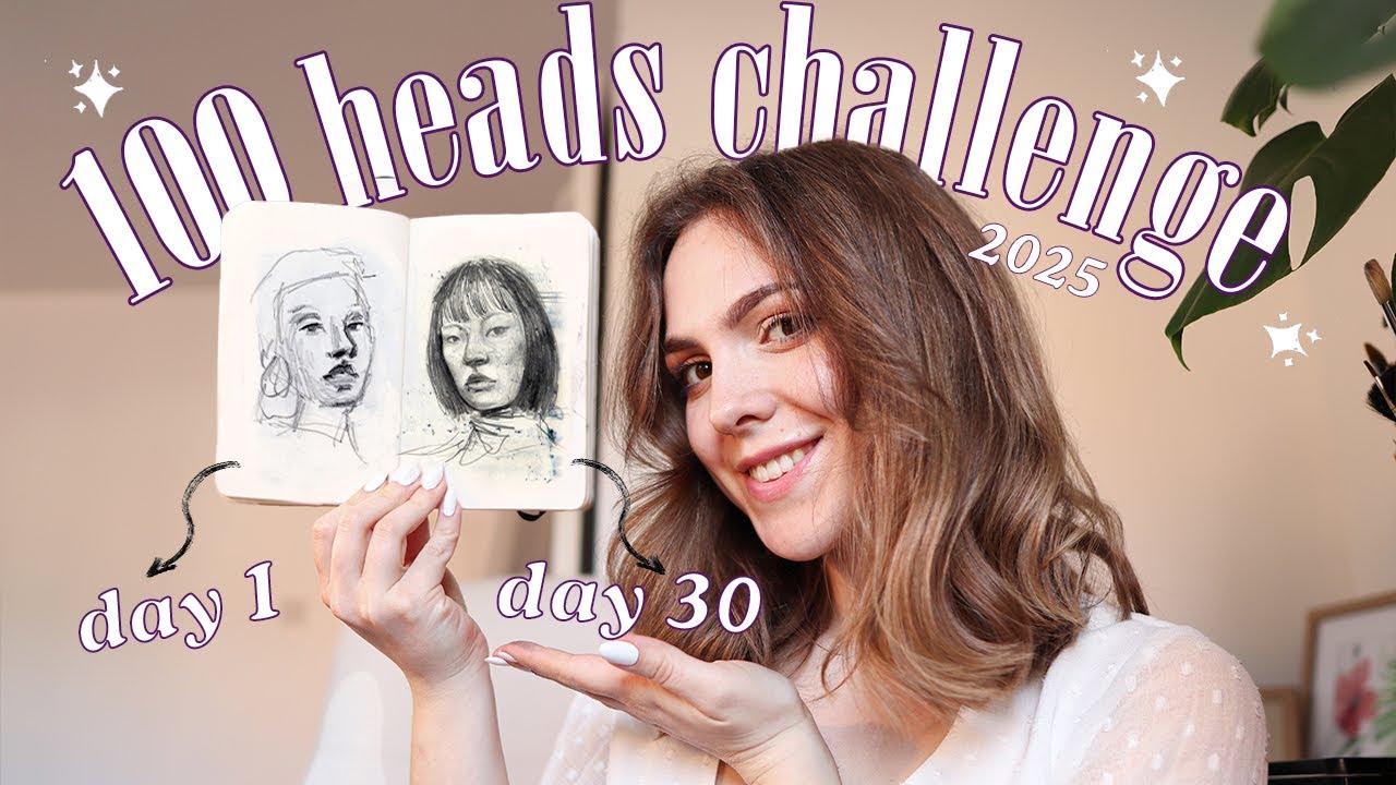 How I draw portraits | Drawing challenge: 100 Heads 2025