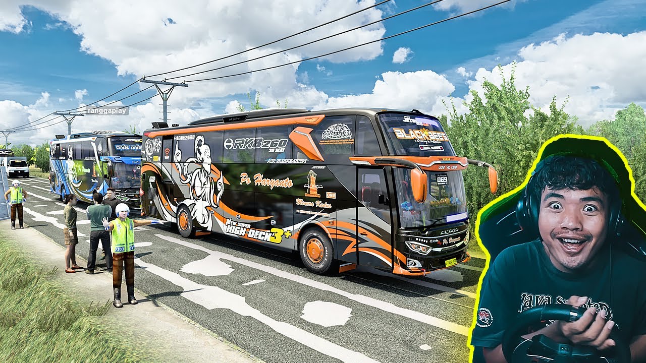 Konvoi Bus Po Haryanto Mblusok ke Sawah - ETS2