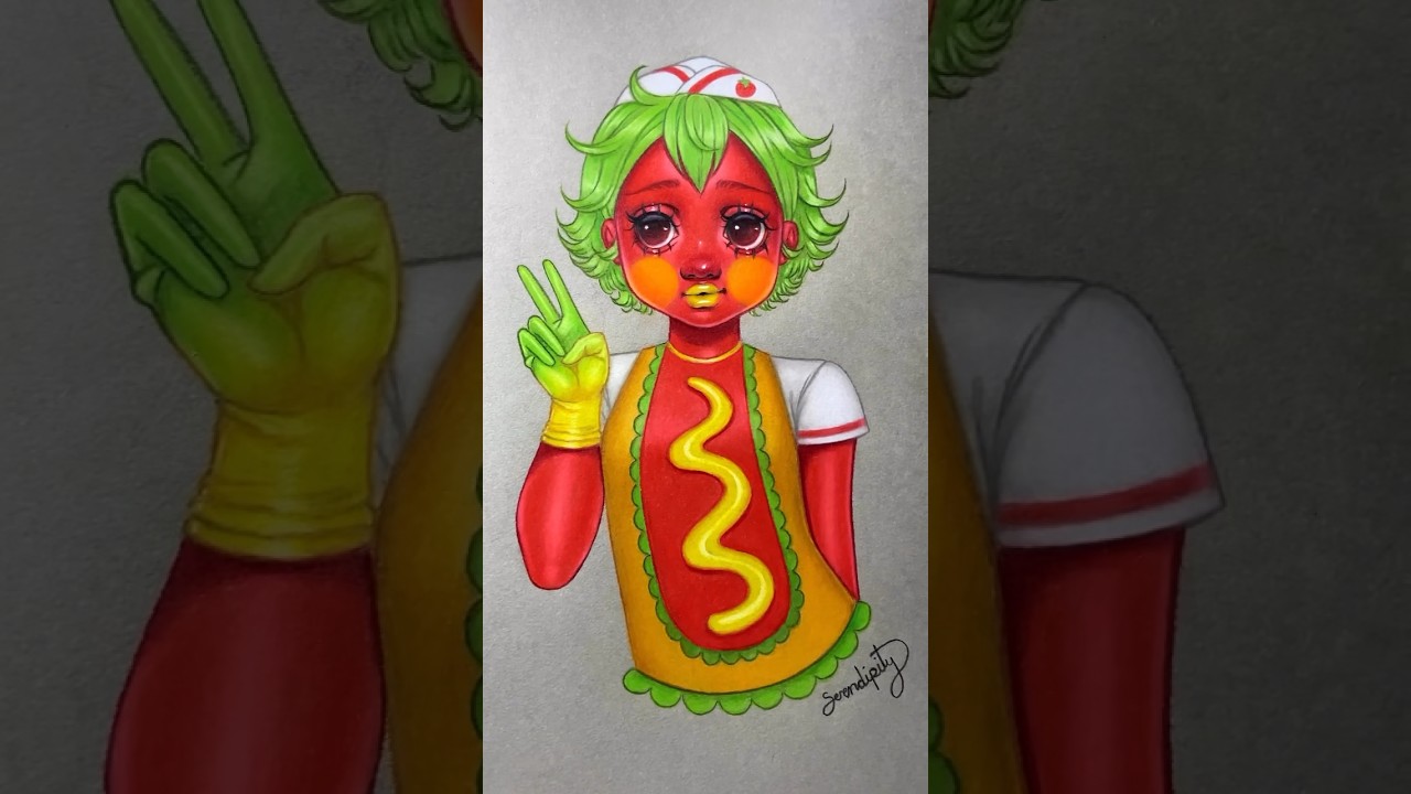 Ketchup from Animal Crossing colored pencil drawing art process video ❤️🍅🌭✨ #art #drawing #acnh