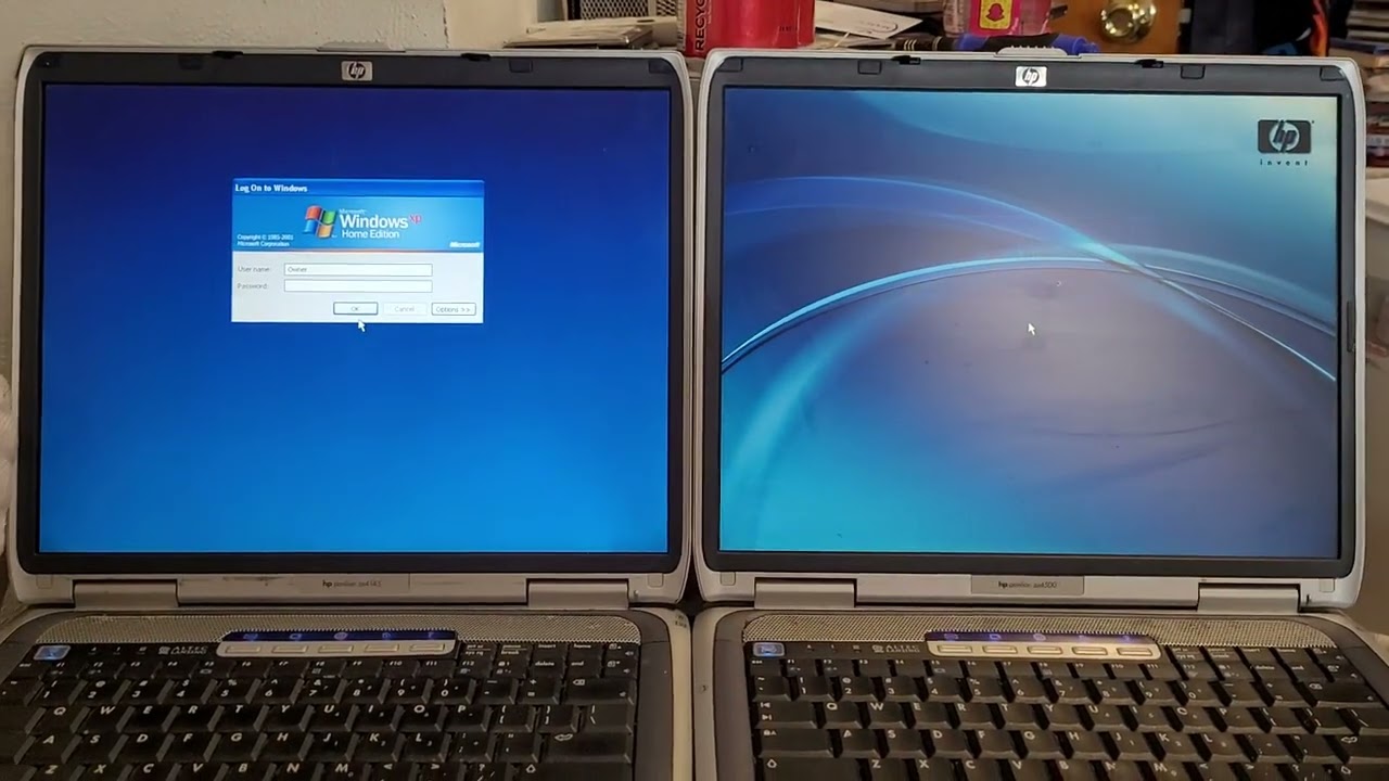 Almost identical HP Laptop Race (HP Pavilion ze4145, 2002 vs HP Pavilion ze4547wm, 2003)