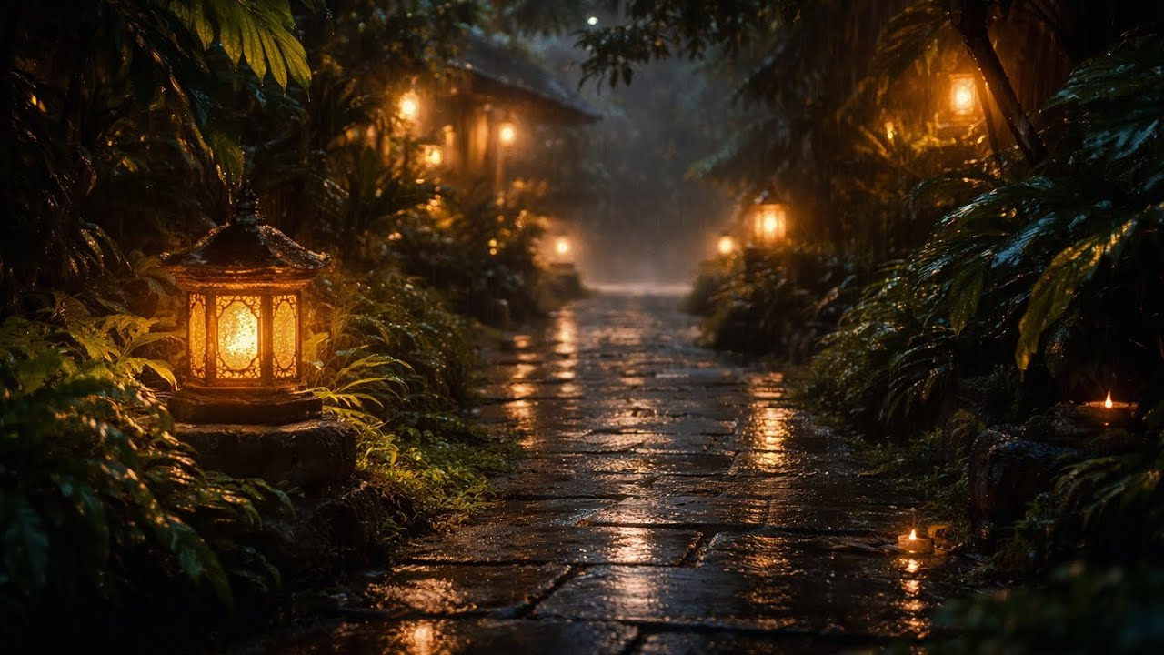 Luxury Midnight Rain in Bali 🌙 | 1 Hour Deep Sleep & Premium Ambient Soundscape