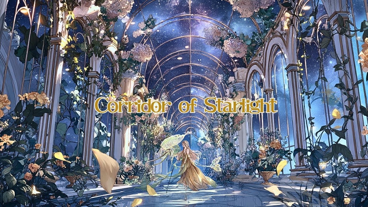 🌠Corridor of Starlight — Harp Echoes Beneath the Night | Calm Fantasy Sleep Music