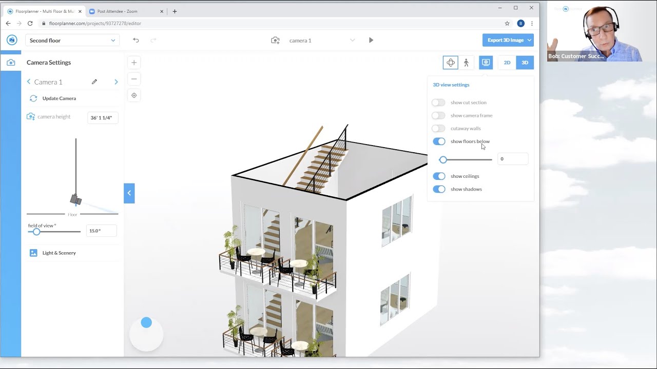 Multiple floors & designs in floorplanner.com