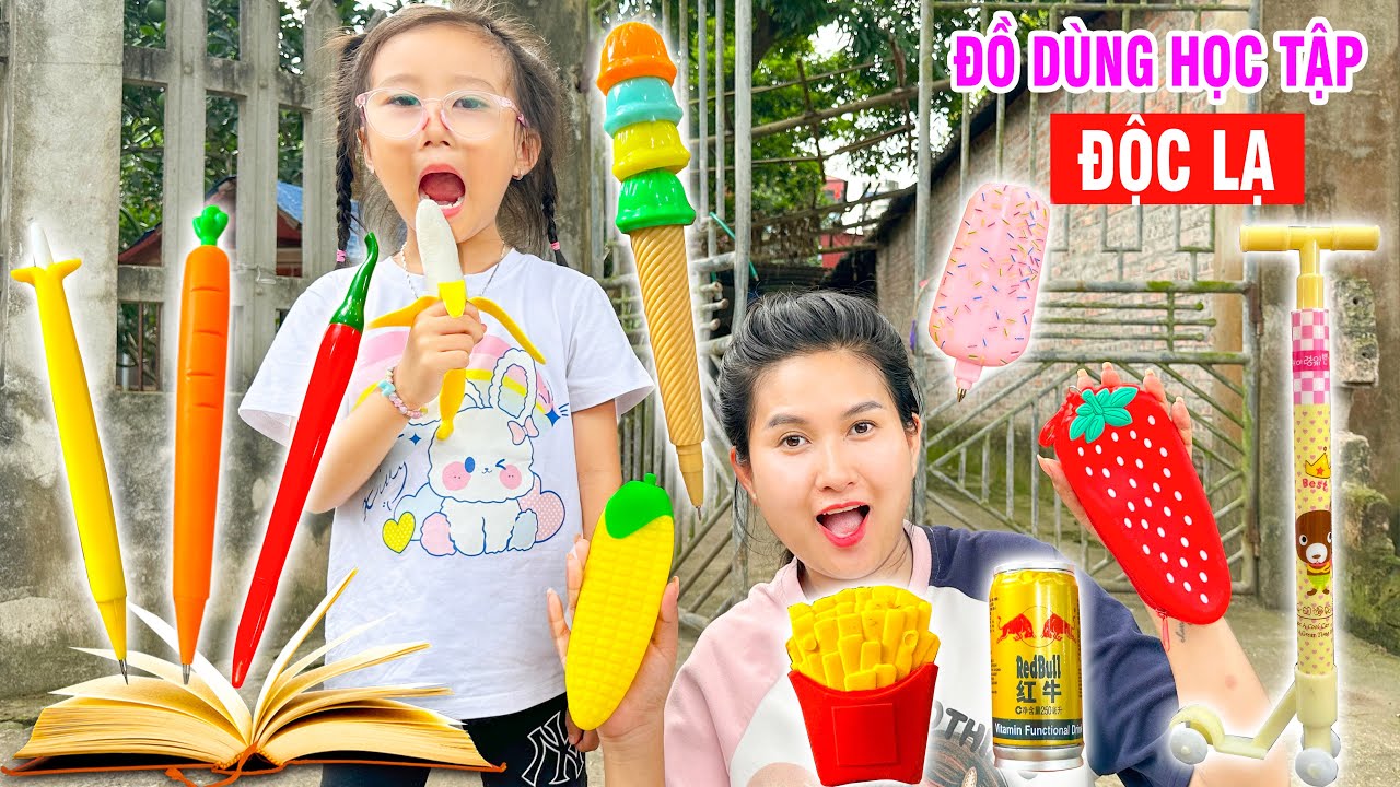 Changcady review những đồ d&ugrave;ng học tập k&igrave; lạ, b&uacute;t h&igrave;nh đồ ăn, hoa quả - P2