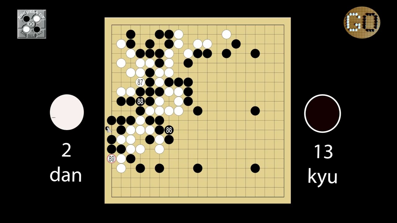 Partida de go comentada, nivel 13 kyu