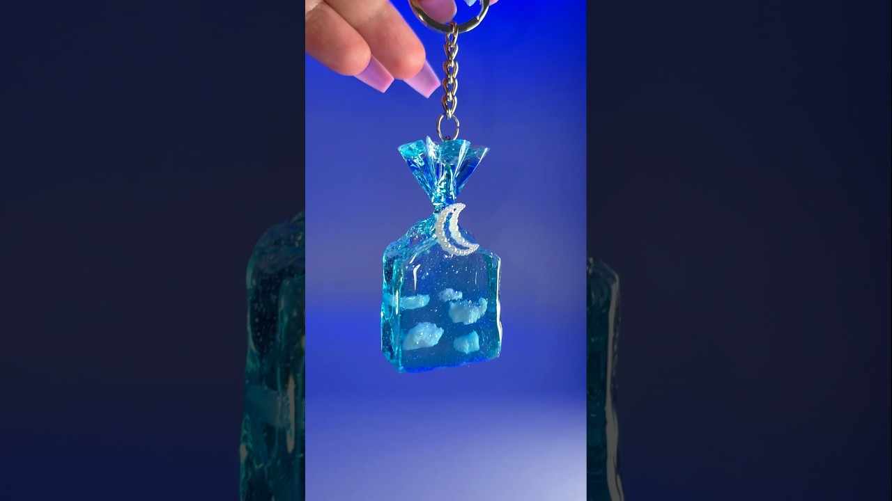 Candy-Like Resin Keychain with Clouds & Moon