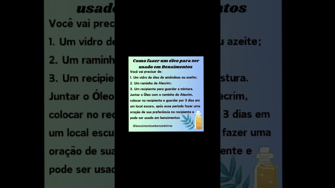 Como fazer &oacute;leos para Benzimentos