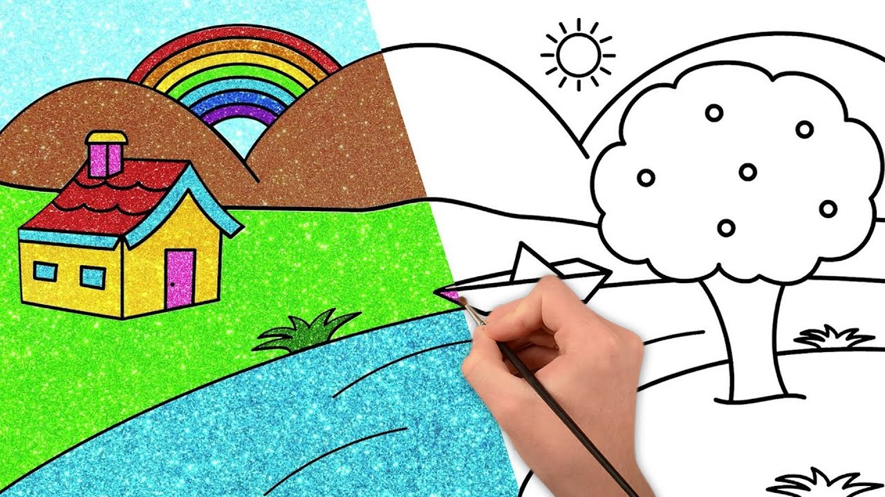 🏞️✏️How to Draw Scenery Drawing for Kids🌄 | STEP BY STEP Easy Drawing and Coloring for Kids