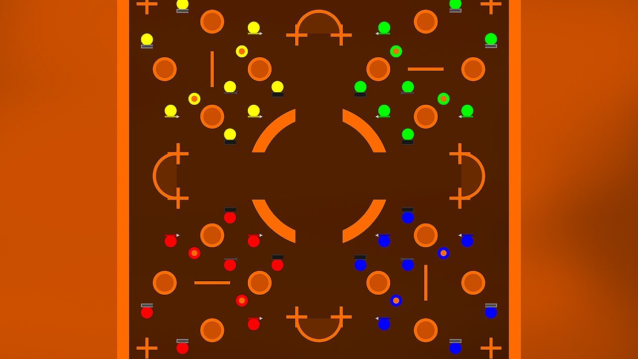 Marble War 4TDM Battlefield 3: Orange Obstacle Course in Algodoo
