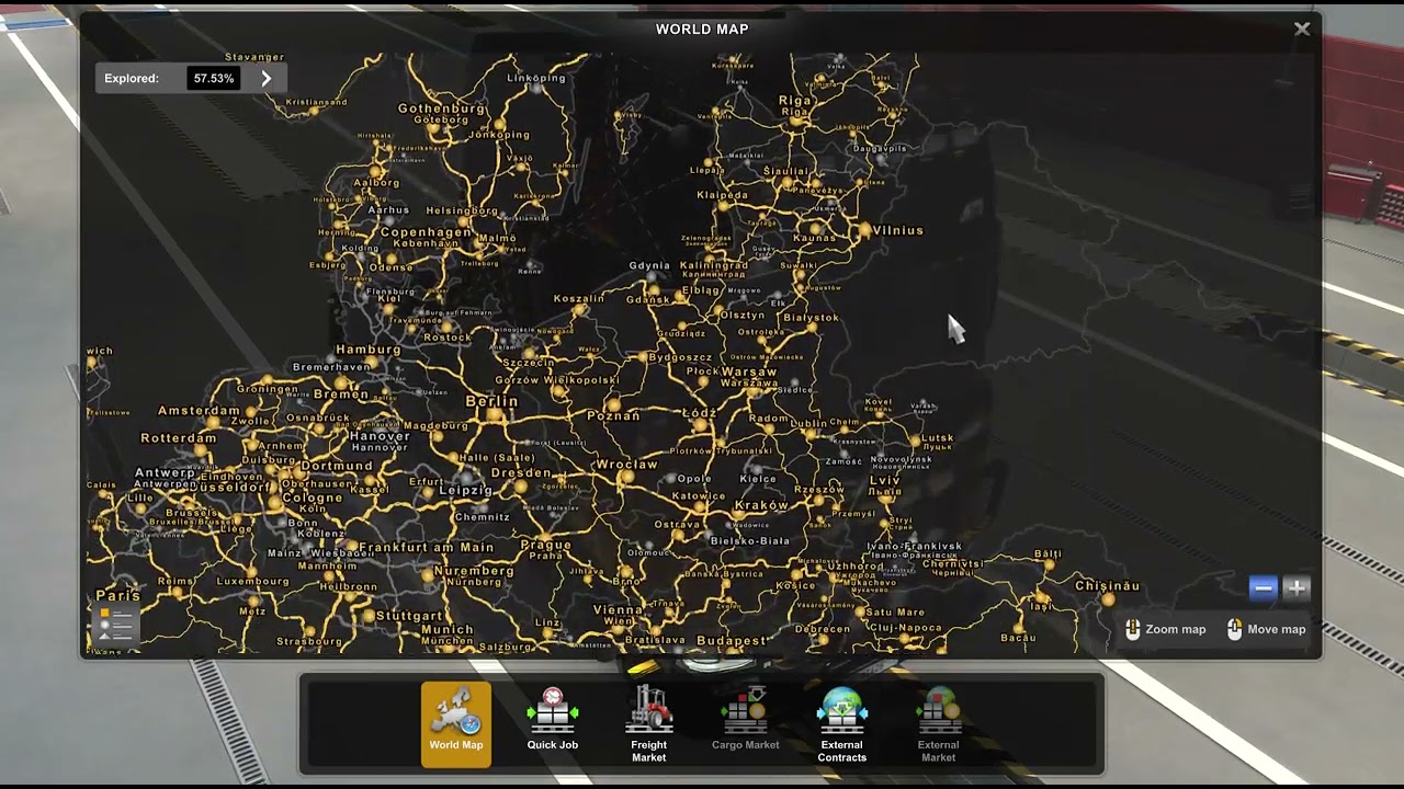 (New 2.66) The Size Of The ETS2 Map With Promods and all Map DLCS