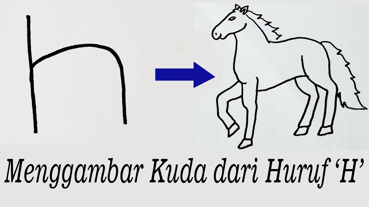 CARA MENGGAMBAR KUDA DARI HURUF 