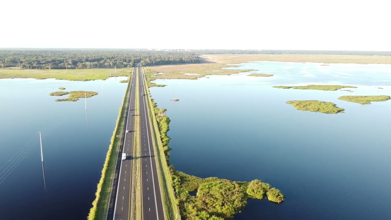 Paynes Prairie Ecopassage Observation Boardwalk on 441 by drone