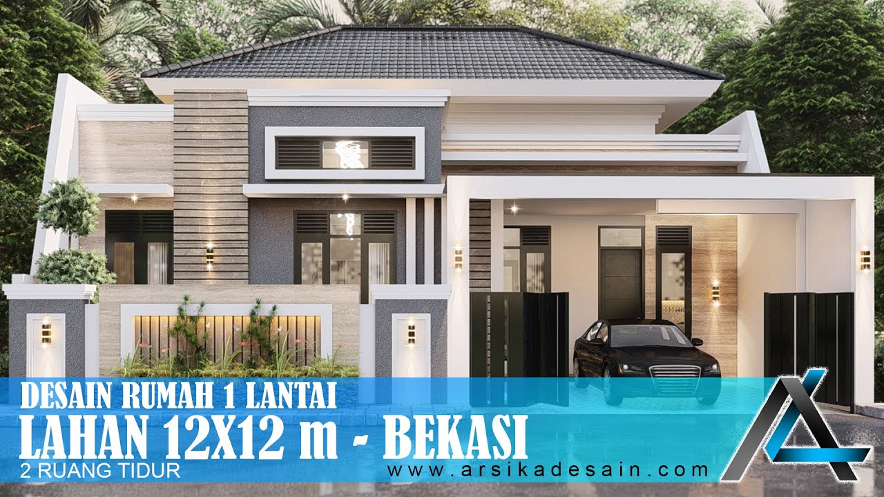 DESAIN RUMAH 12 x 12 METER I BEKASI – DESAIN RUMAH TROPIS MODERN #jasaarsitek #jasadesain #arsitek