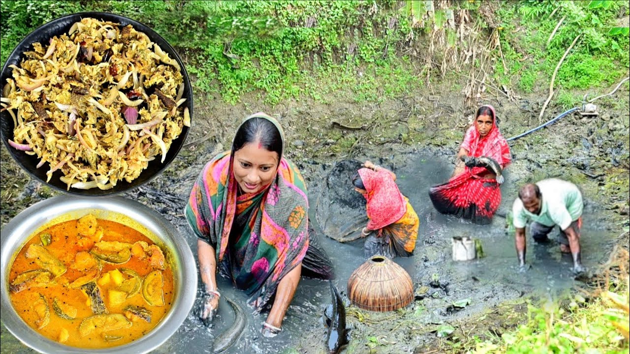 পাঁক পুকুরে নেমে প্রচুর মাছ ধরলাম আর রান্না করলাম বেগুন দিয়ে শোল মাছের ঝোল আর কৈমাছ ভর্তা