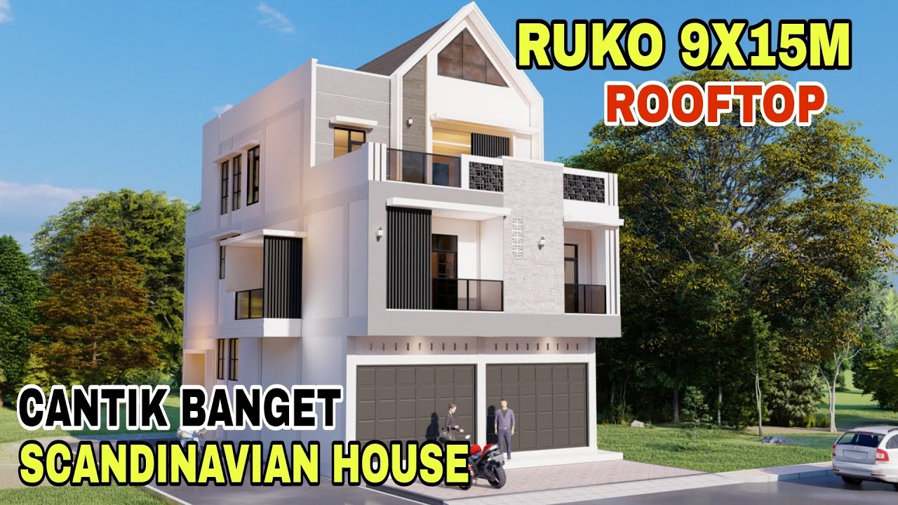 Bikin takjub..Desain ruko 9x15m 3 lantai dengan Rooftop