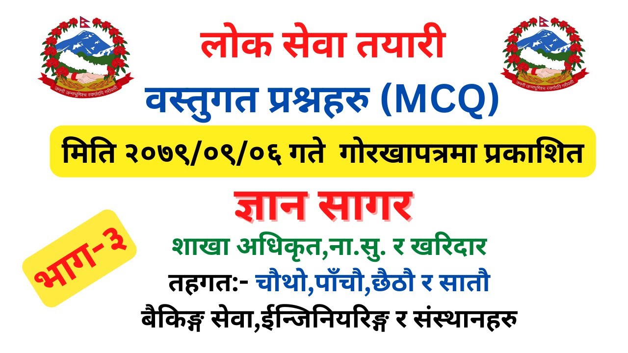 Loksewa॥लोक सेवा तयारी॥MCQ॥Samsamyik॥Gorkhapatra Gyan Sagar॥Current Affair॥2079-09-06॥Part-3
