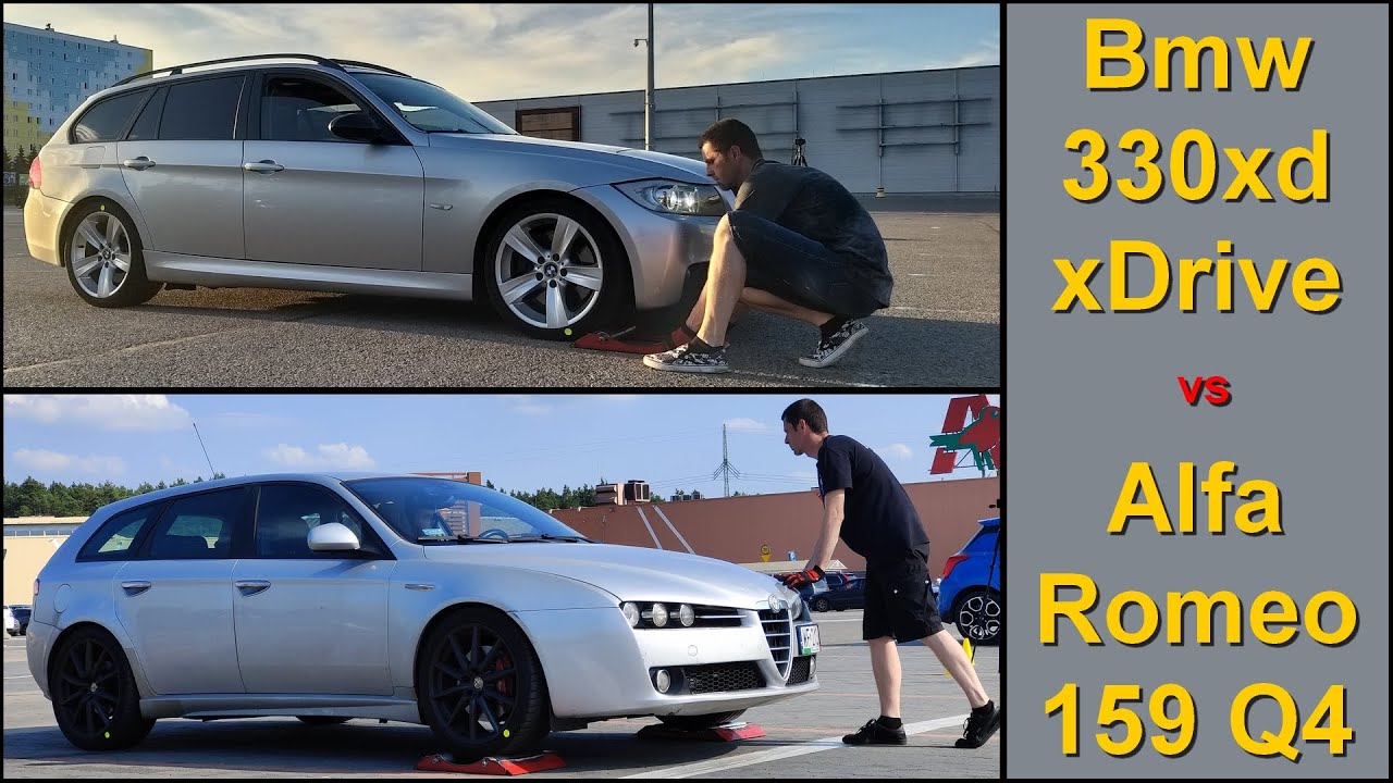 SLIP TEST - Bmw E90 xDrive vs Alfa Romeo 159 Q4 - @4x4.tests.on.rollers