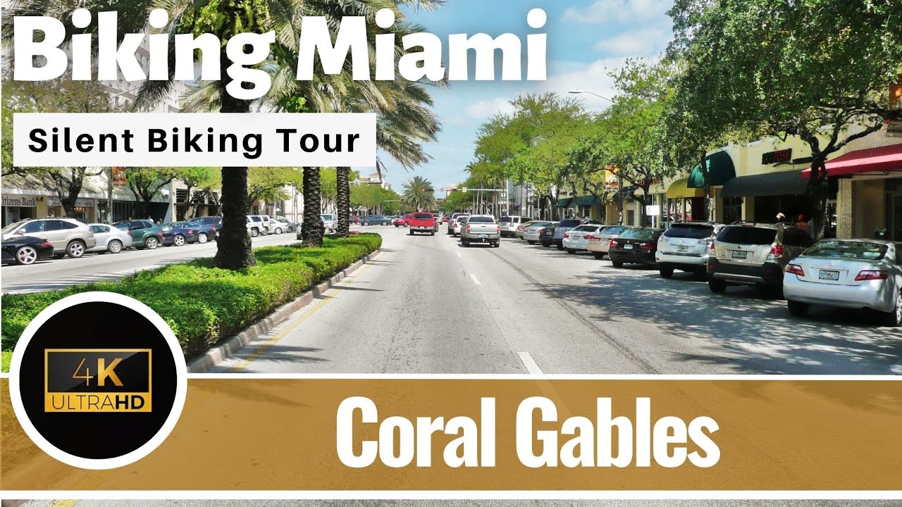 4K Miami Biking Coral Gables - Bike Virtual Ride - Indoor Cycling Spinning Workout - Fat Burning