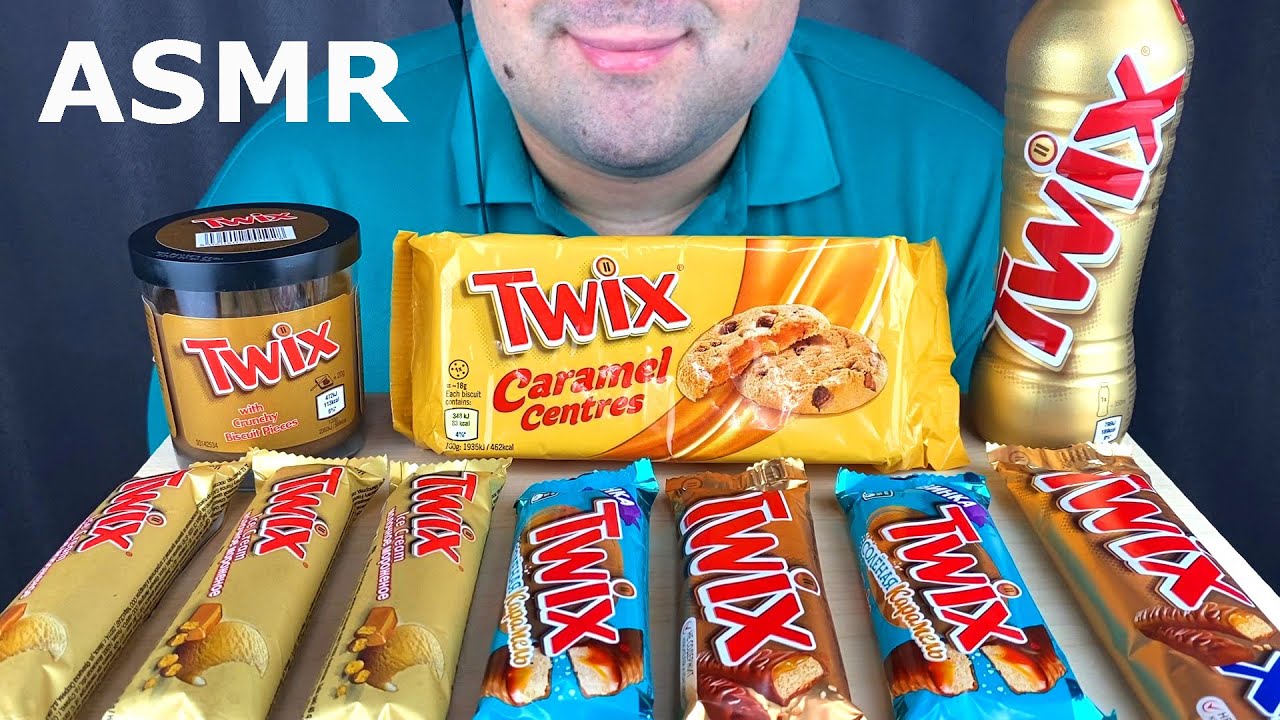 ASMR Twix Chocolate Party (Ice Cream Bars, Chocolate Candy Bars, Chip Cookies, Milkshake) Mukbang