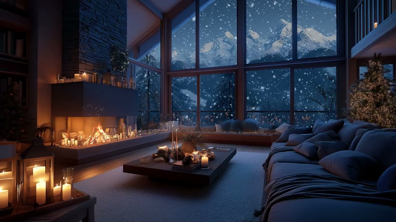 Silent Snowfall Christmas Atmosphere – Calming Fire Sounds for Relaxation