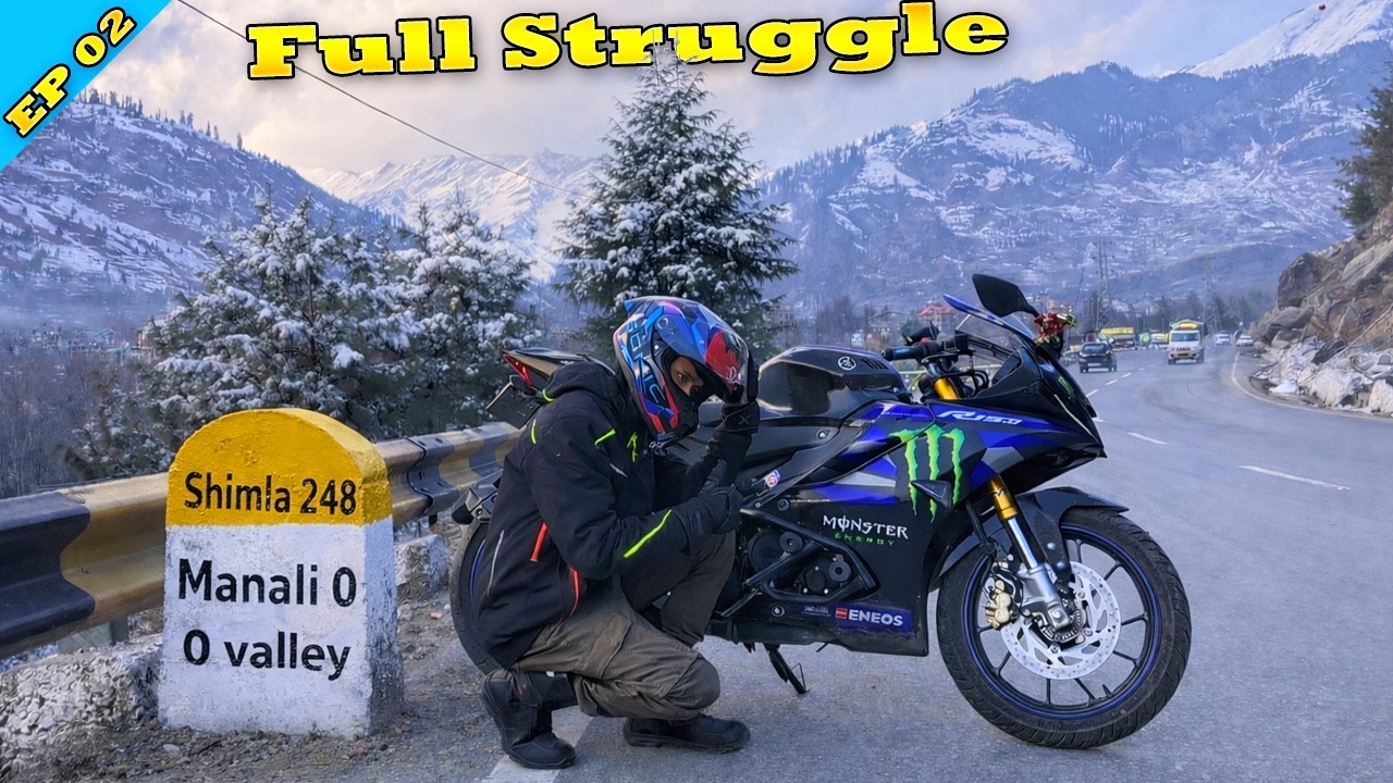 Delhi to Shimla Manali Solang Valley ❄️ Ride EP 02 | R15v4 Snow Begins Real Struggle in Mountains