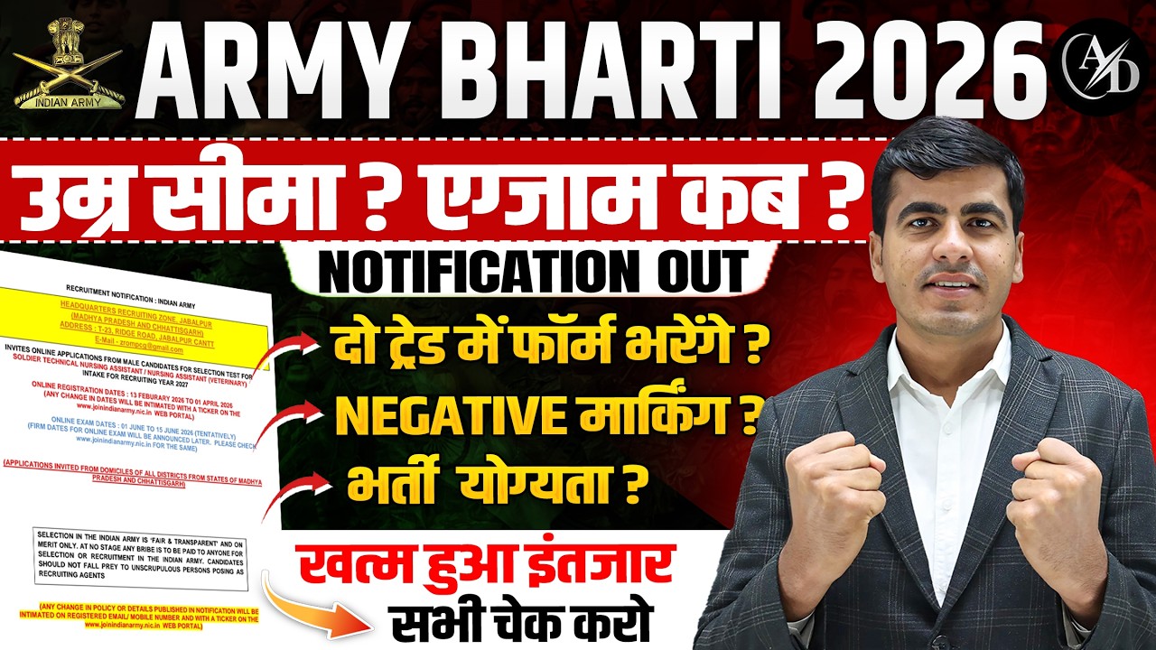 Indian Army New Vacancy 2026 Notification Out | उम्र सीमा ?  योग्यता ? | Army Exam 2026 Kab Hoga