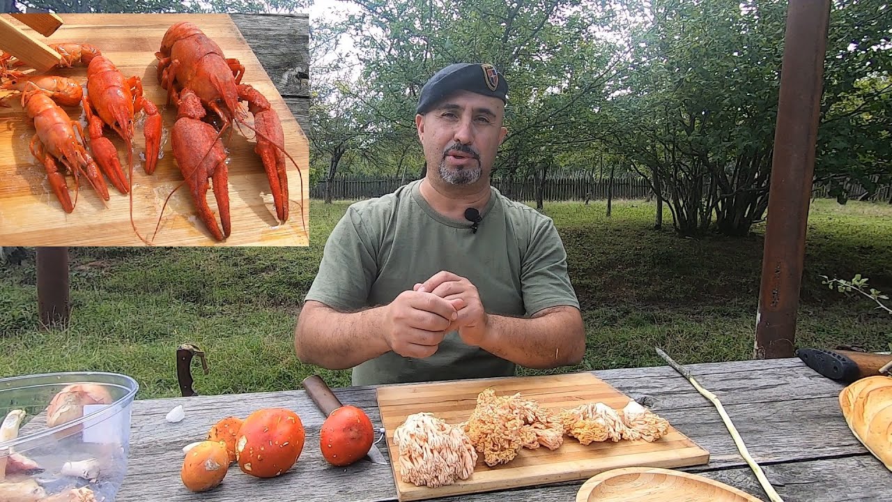 ნადირობა კიბოებზე  რომელიც სოკოებზე ნადირობაში გადაიზარდა..krabi and mushrooms in natureBushcraft
