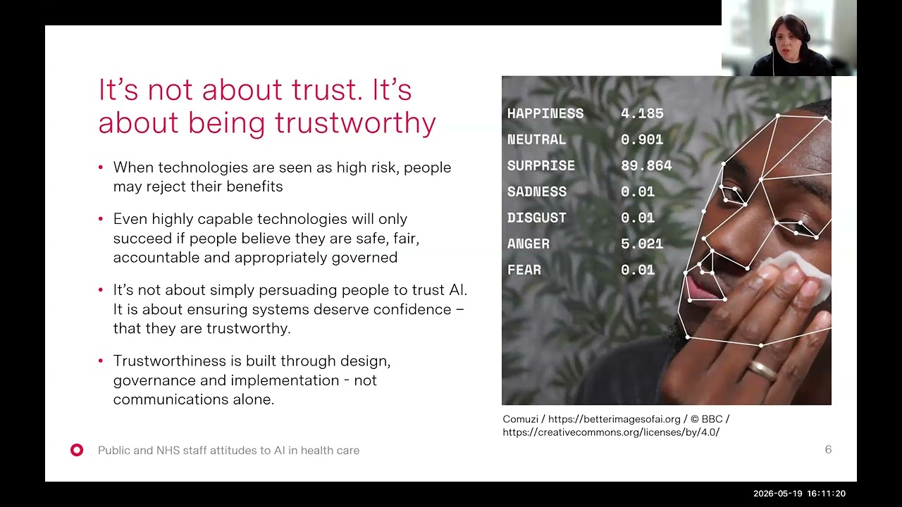 Public and NHS staff attitudes to AI in health care: why trust, confidence and engagement matter