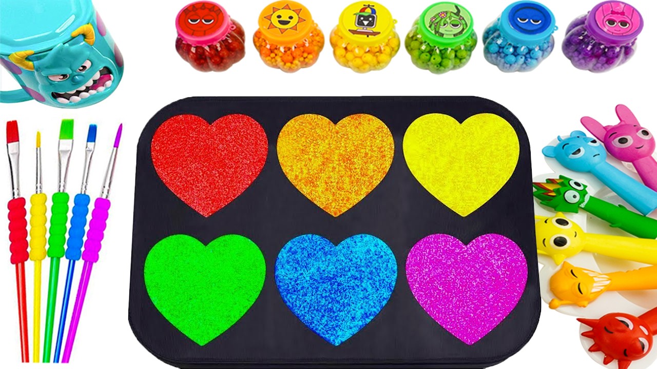ASMR satisfactorio |Cómo hacer un corazón Sprunki arcoíris con arcilla y mezclar 6 slimes de colores
