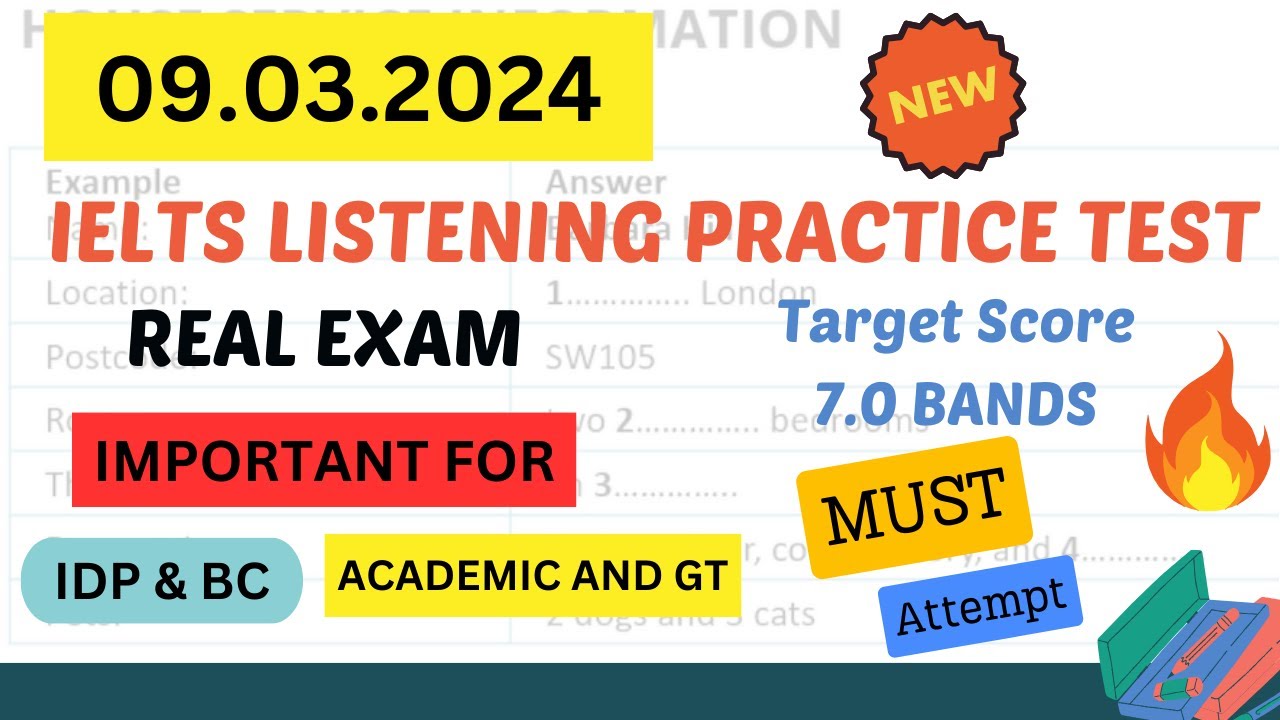 ielts listening practice test with answers | 9 march 2024 | BC & IDP