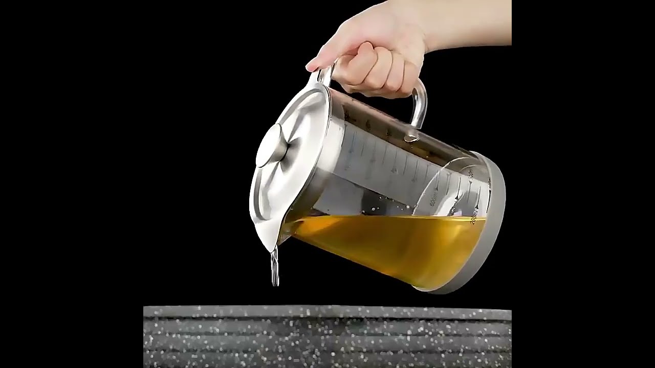 Wholesale bacon grease storage container strainer pouring oil bottle glass oil filter pot