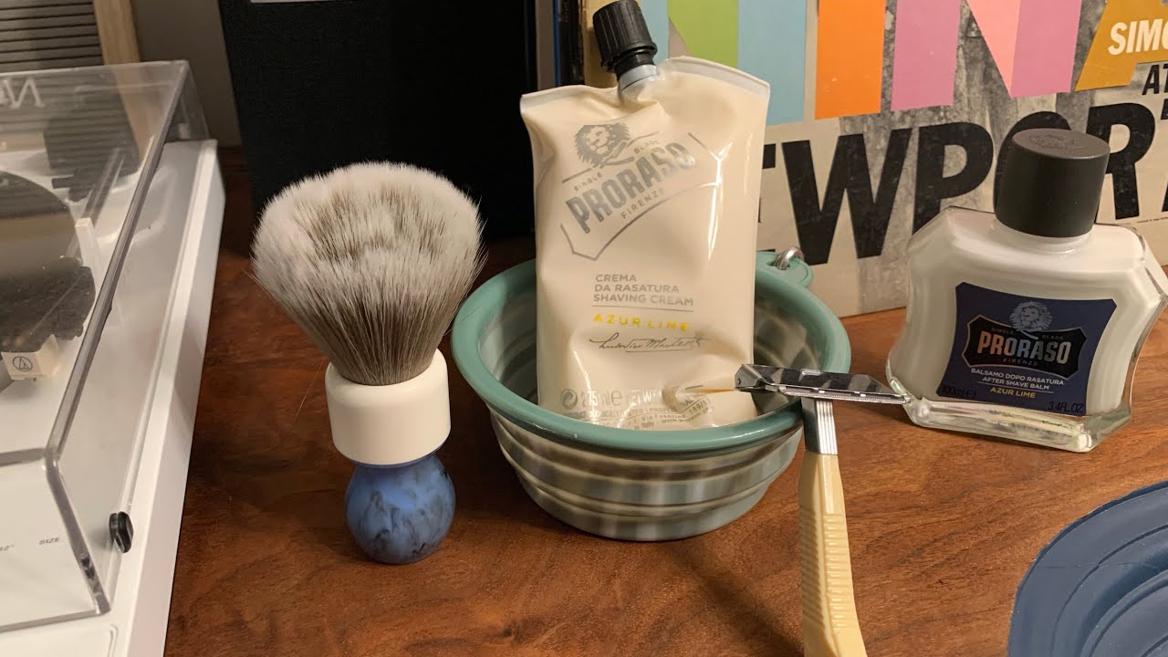 Proraso Single Edge Line Azur Lime Shaving Cream and Aftershave Balm | GEM Featherweight Razor