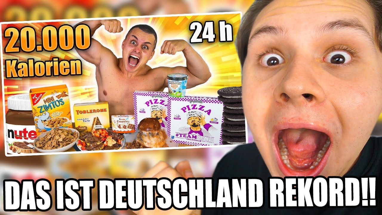 DAS IST DEUTSCHLANDREKORD!!(20.000 KALORIEN ESSEN IN 24H) - Evanijo Glubscht👀