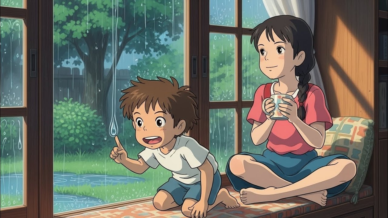 Village Monsoon Rain & Traditional Fish Curry Cooking | Cozy Family Dinner| Ghibli Inspired Ambience