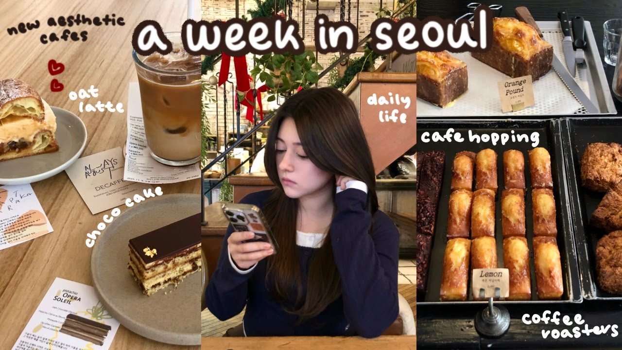 Видеоблог о Сеуле 🥯 Посещение кафе (круассаны, шоколад Dubai Choco), моя новая работа, что я ем (...