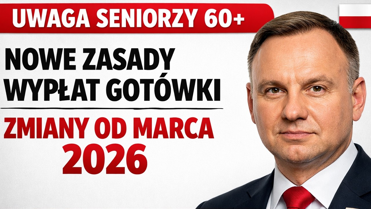 UWAGA Seniorzy 60+: Nowe zasady wypłat got&oacute;wki od MARCA 2026 &ndash; musisz to wiedzieć