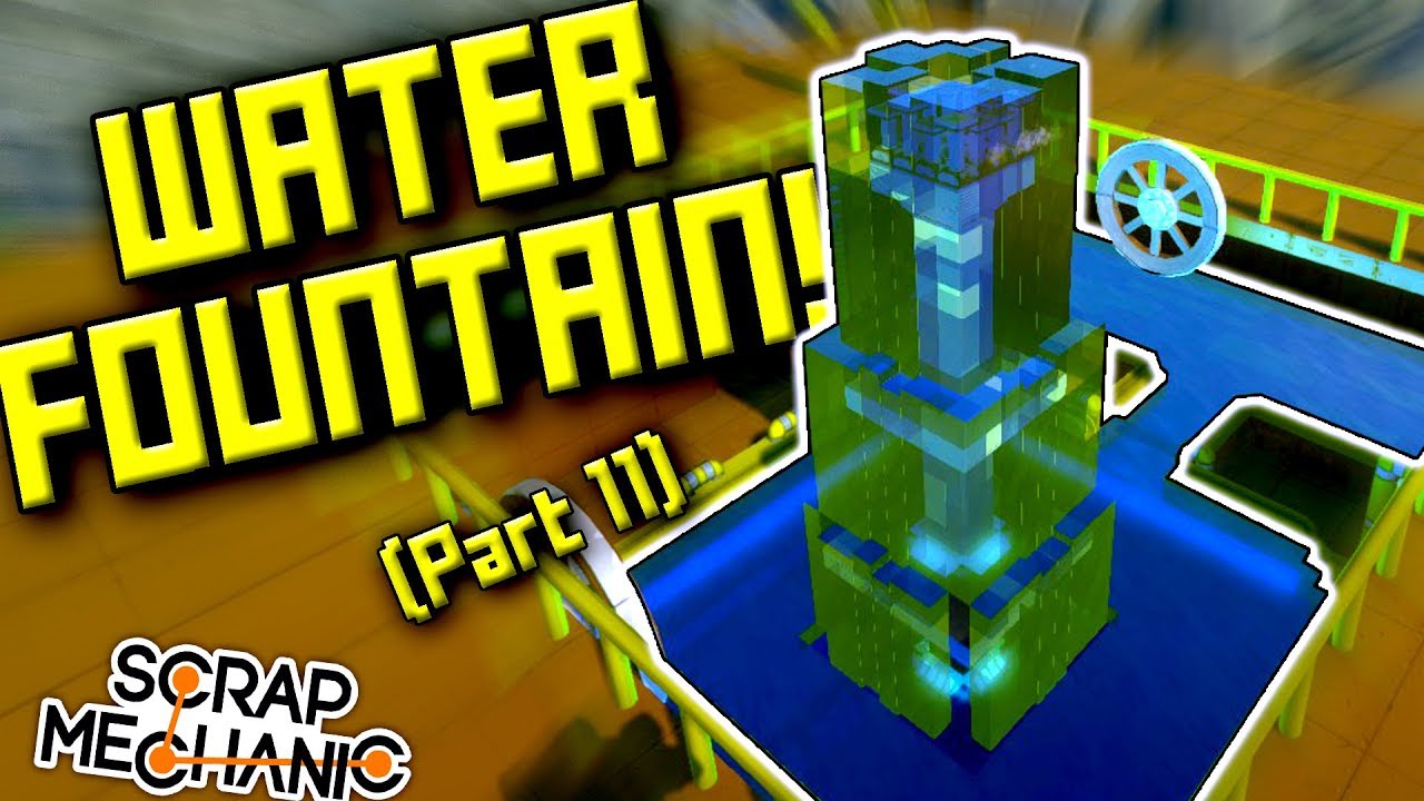 WATER FOUNTAIN, WATER FALL, WATER WHEEL! (Suspended Mountain Base Part 11) - Scrap Mechanic Gameplay
