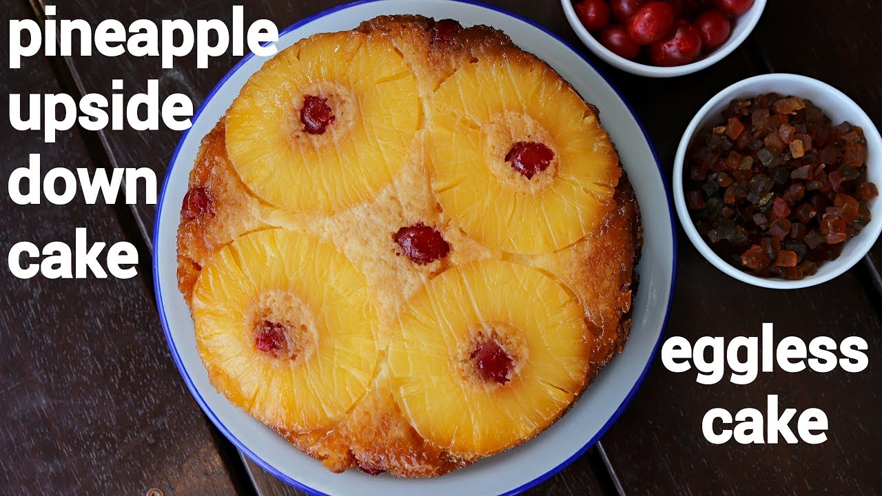 pineapple upside down cake recipe | eggless pineapple cake recipe | upside down pineapple