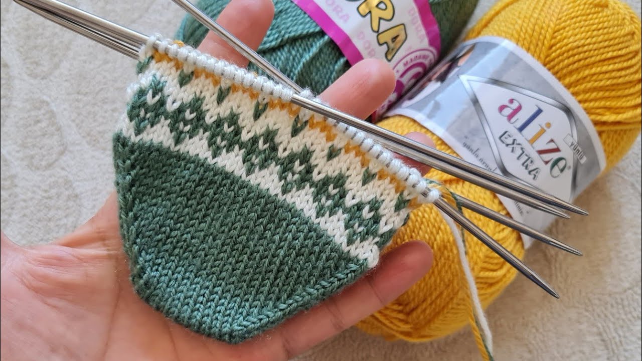 Kilim desenli çok kolay beşşiş patik yapılışı ✅️ #beşşişpatik ✅️ ✅️ knitting ✅️ @divapatik