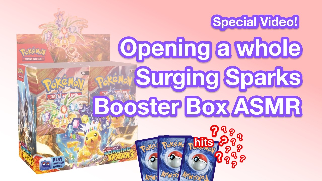 Come open a whole Surging Sparks Booster Box with me! 50+mins ASMR, no whispering!