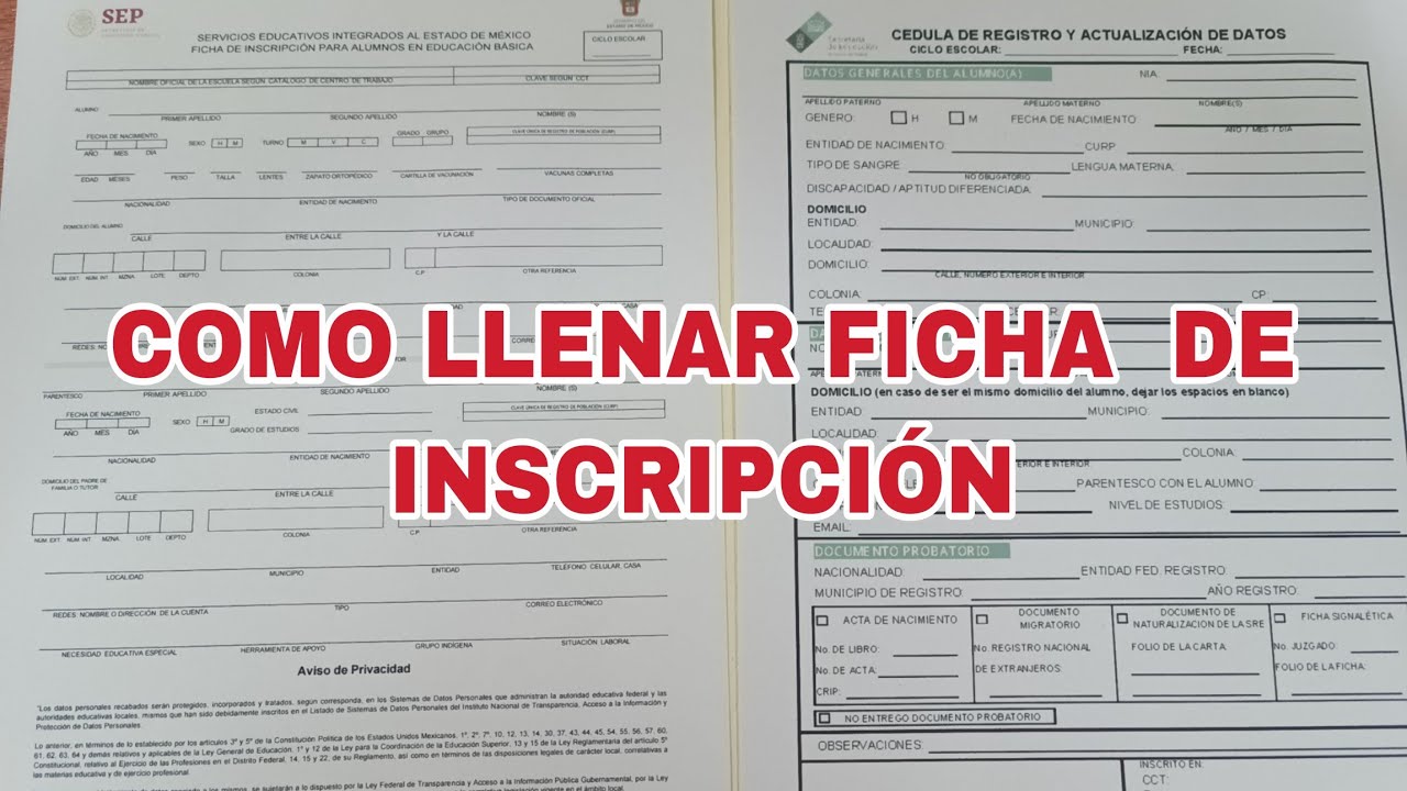 C&Oacute;MO LLENAR UNA C&Eacute;DULA DE REGISTRO DE INSCRIPCI&Oacute;N PRESCOLAR,PRIMARIA, SECUNDARIA,FICHA DE INSCRIPCI&Oacute;
