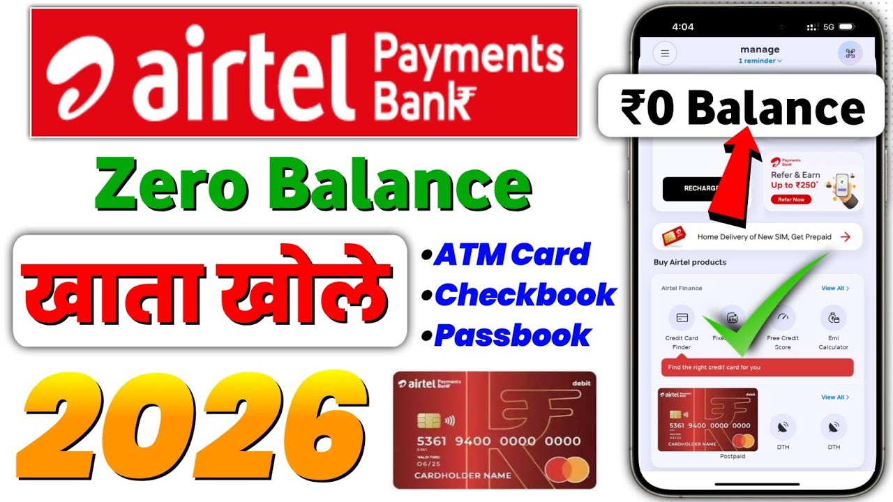 Airtel payment bank me khata kaise khole online process // payment bank account opening process 2026