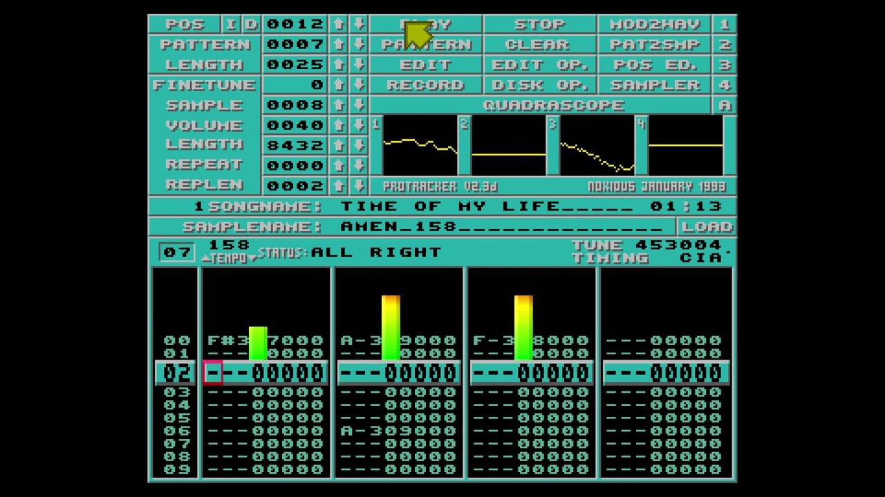 Protracker 2 clone jungle tunes - Time Of My Life (158 BPM)