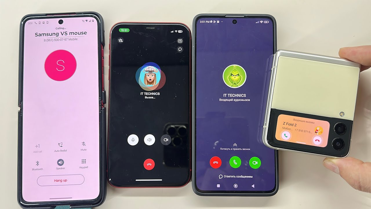 Incoming Call iPhone 11pro vs Samsung Z Flip Tam-Tam, Motorola, Poco X6, Timer WhatsApp