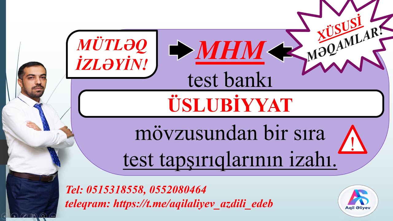 TEST İZAHI. ÜSLUBİYYAT. MHM test bankı. #miq #study #exam #azdili #abituriyent