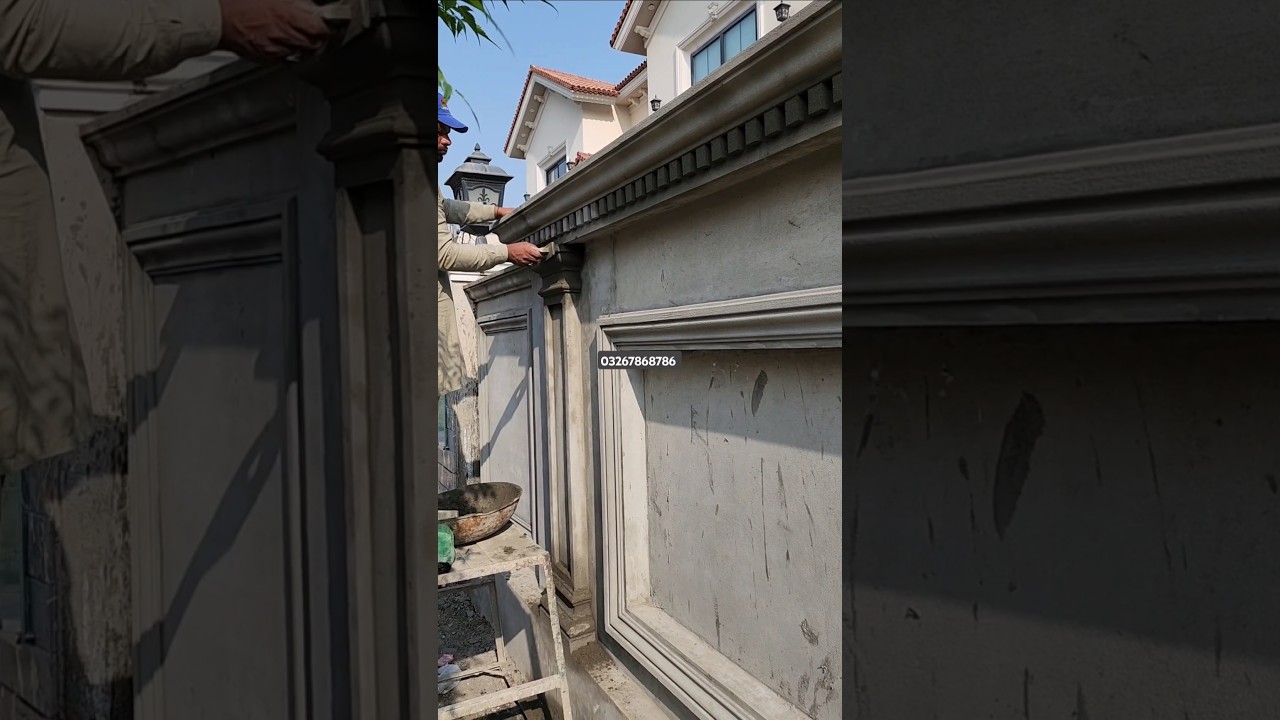 MC work & Construction(pillar design# boundary wall moulding work with Construction #column#cornice