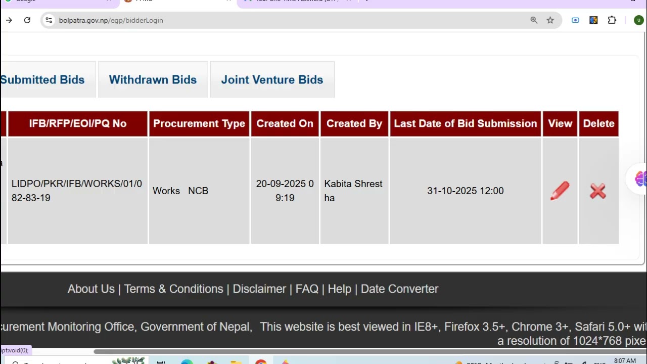 Tendering Using EGP-Portal