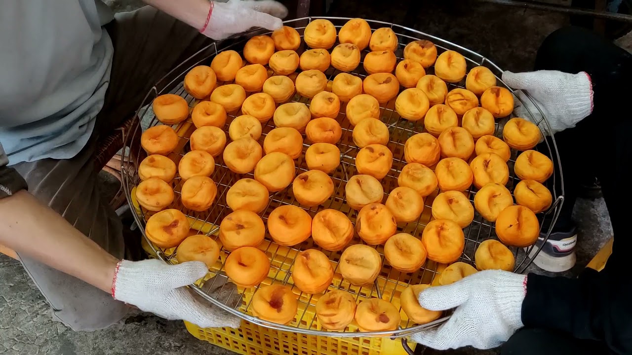 Массовое производство сушеной хурмы-тайваньская уличная еда